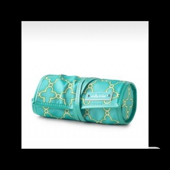 Stella & Dot Travel Jewelry Roll Up Blue/Green Print - Picture 2 of 9